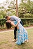 Bok Tower engagement session with woman in blue maxi dress.