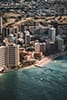 Honolulu coast arial shot from a helicopter 