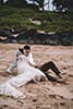 Beach elopement bride and groom