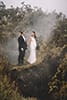 Bride and groom in Hawaii National volcanoes park